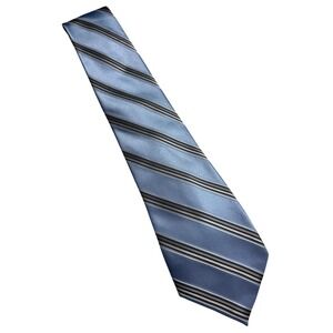 Bugatti Necktie Mens One Size Blue Striped Silk Formal Business Professional C21